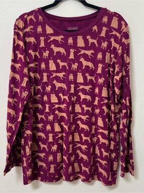 KICKEE Pants Long Sleeve Christmas Dog Purple XL